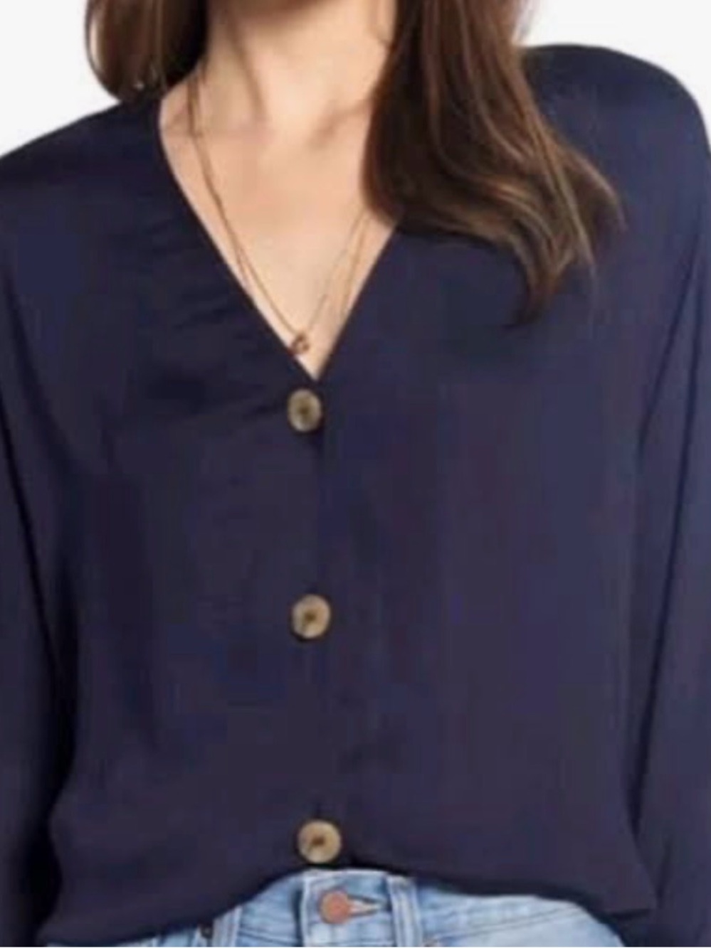 Something Navy Pretty Button Through Blouse in Navy Size Small